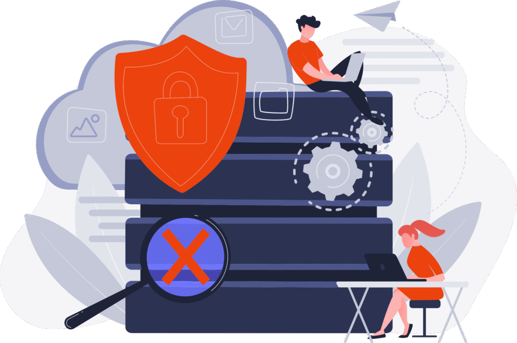 ilustracja przedstawiająca koncepcje składowych na bezpieczeństwo IT