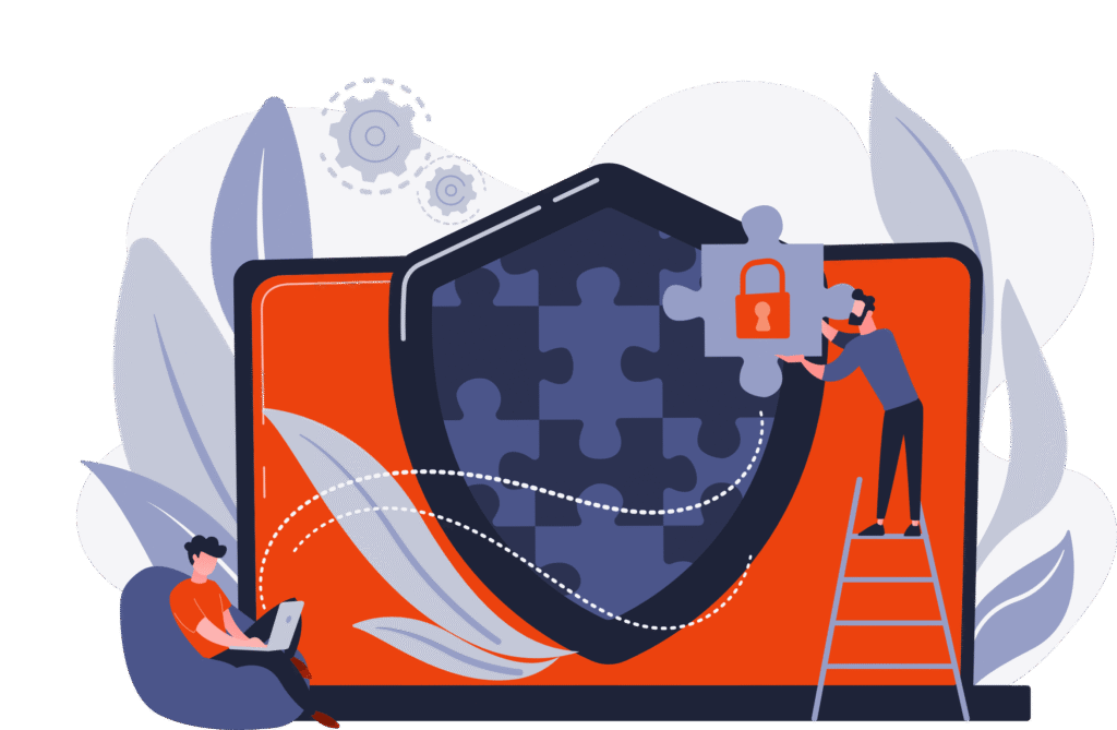 ilustracja przedstawiająca koncepcje składowych na bezpieczeństwo IT