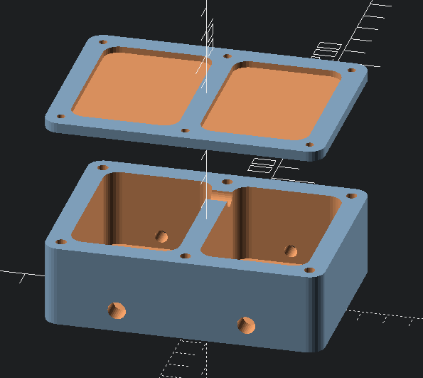 Model obudowy układu detekcji zaprojektowany w programie OpenSCAD